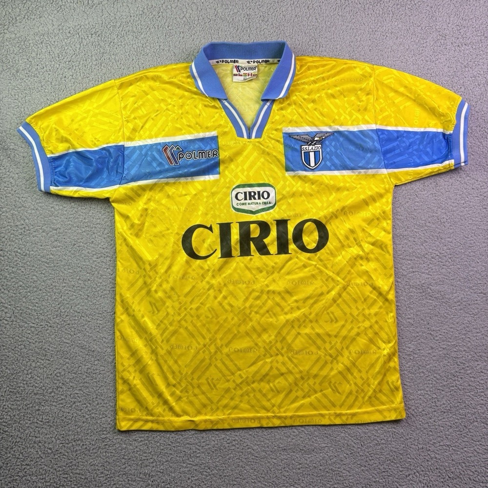 VTG SS Lazio Jersey XL Away 90s Polmer Yellow Soccer Futbol Italy World Cup Rome